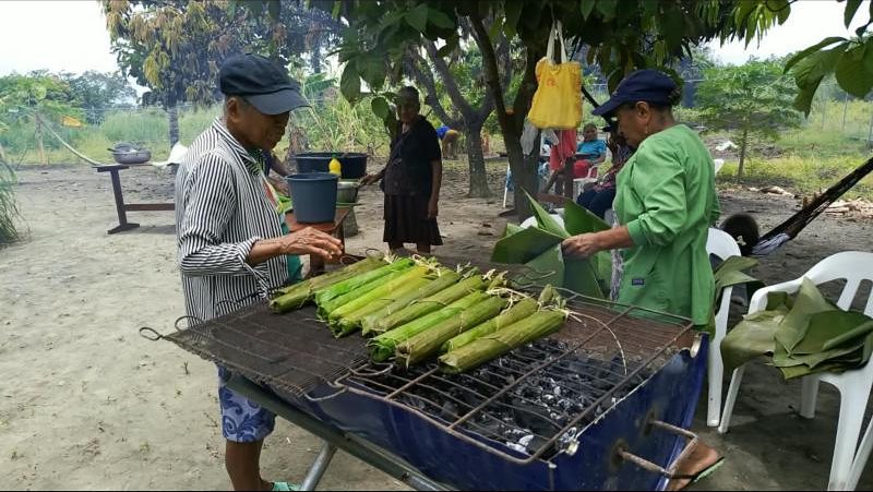Maíz asado envuelto en hojas